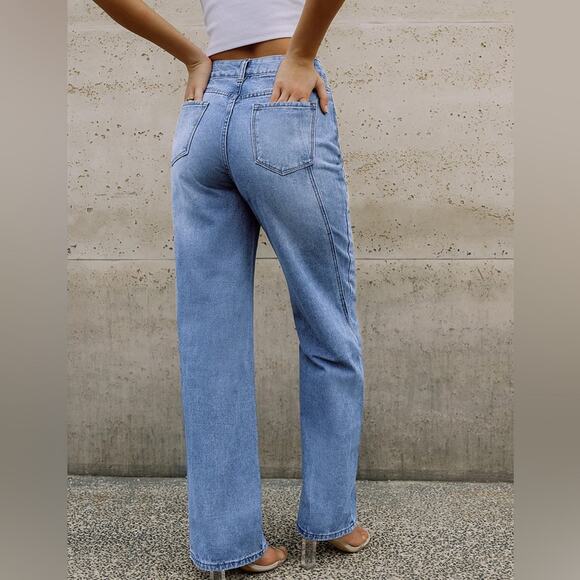 Commense Women's Straight Leg Jeans - Light Blue - Picture 4 of 12